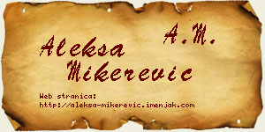 Aleksa Mikerević vizit kartica